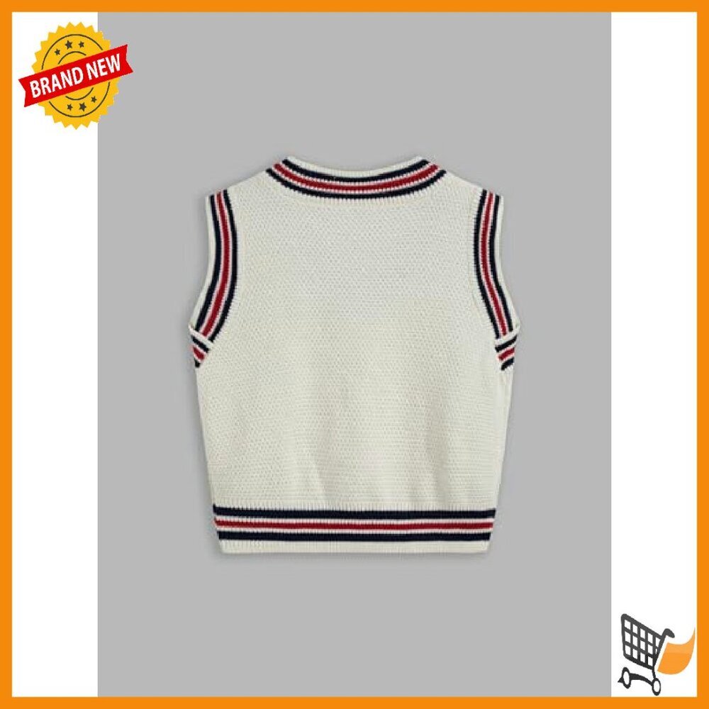 Oversized Cable Knit Sweater Vest V-Neck Sleeveless Pullover - Picture 6 of 8